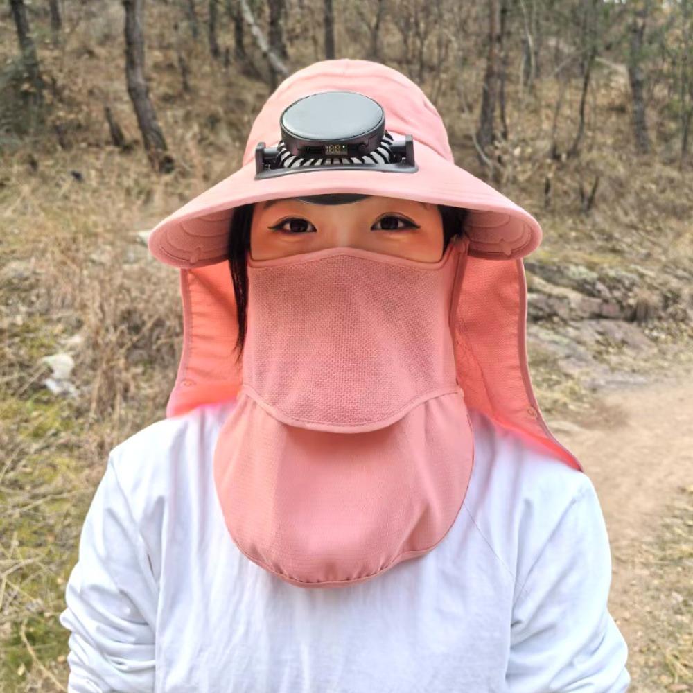 

Wide Brim Fishing Hat USB Charging Men Sun Hat Fashion Sun Men Cap Outdoor рожевий