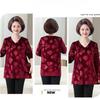 Women's Plus Size Velvet Blouse V-Neck Loose Printed Velvet Blouse Spring and Autumn Long Sleeve Plus Size T-Shirt Top