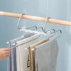 Stainless Steel Folding Clothes Rack Multifunction Telescopic Pants Hanger Space Saving Multi-Layer Pants Rack for Home Storage