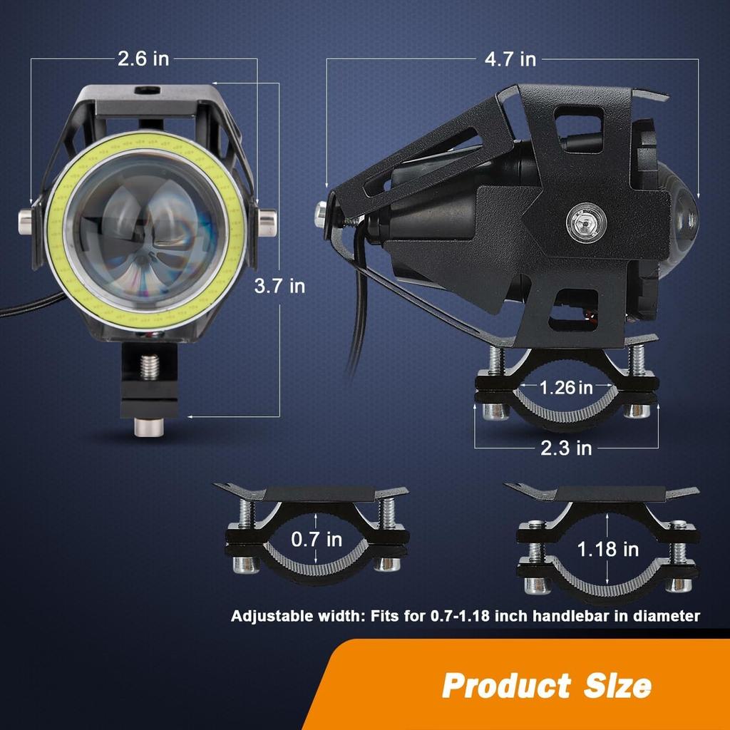 LED Fog Lights U7 Spotlight Daytime Running Lights with White Angel Eyes Ha