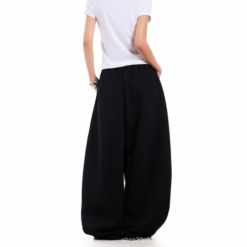 Vintage niche letter flame streamer casual sweatpants street design sense loose casual straight wide-leg pants