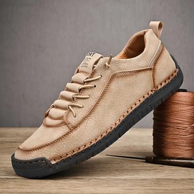 FashionHandmade Leather Mens Casual Shoes Vintage Men Loafers Non-Slip Comfy Male Driving Shoes Hot Sale Leisure Walk Male Footwear