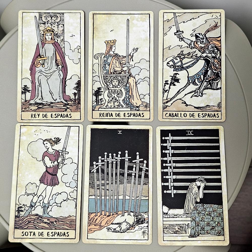 Vintage tarotový balíček 10,3*6cm Španělská edice 78 ks tarotových karet založených na Rider Waite System Espanol