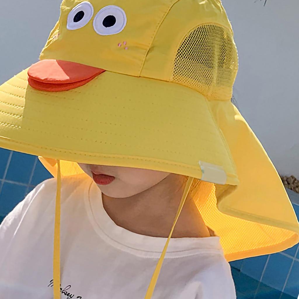 Children Summer Hat Lovely Big Brim Sunscreen Hat Fisherman Hat for Baby Boy Girl Yellow Free Size