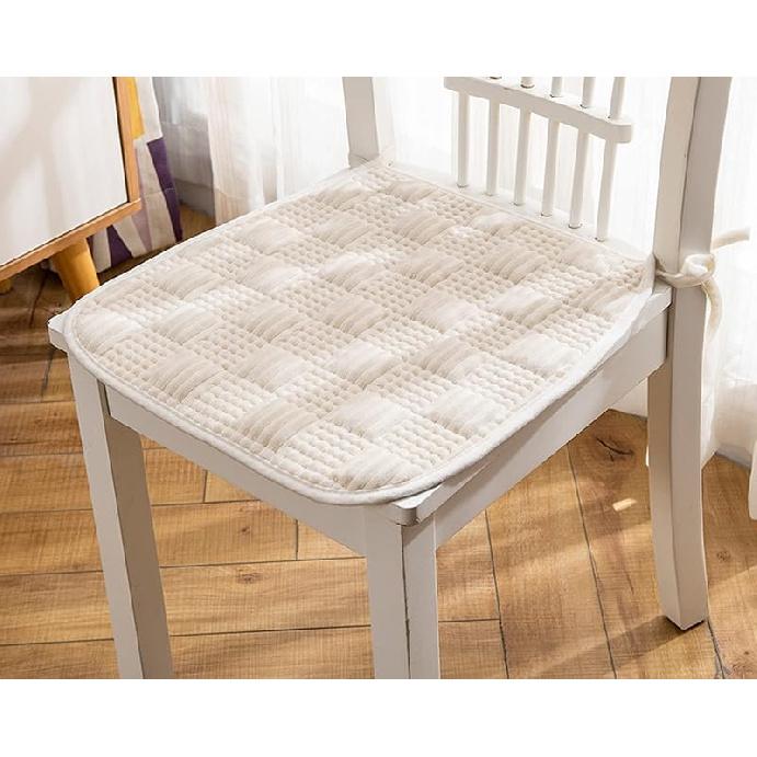 4 Pack Flannel Chair Cushion for Desk Chair Soft Plush Nonslip Seat Cushions Washable Kitchen Dining Chair Pads with Ties Office Car Sitting Chair