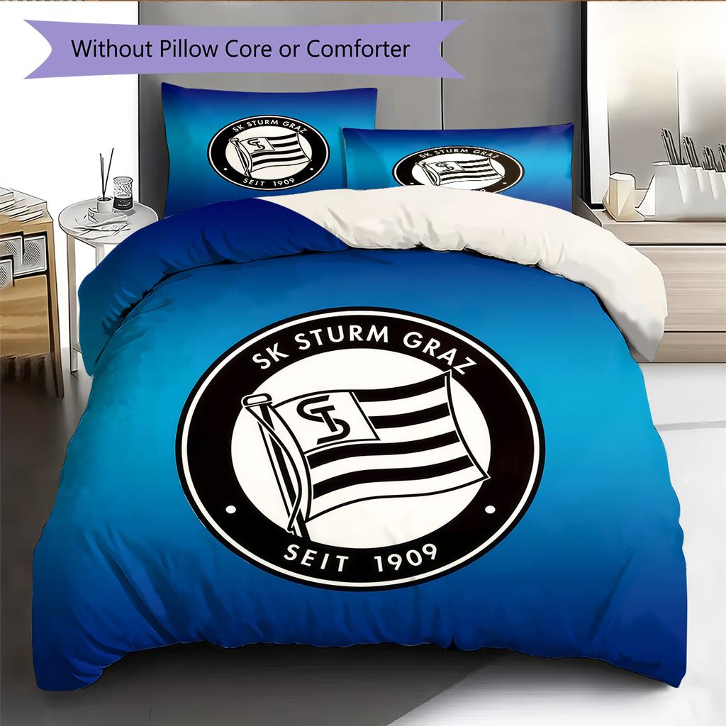 SK Sturm Graz Pattern Bedding Quilt Set Home Decoration Gift (1 * duvet cover + 2 * pillowcase without core).xwn