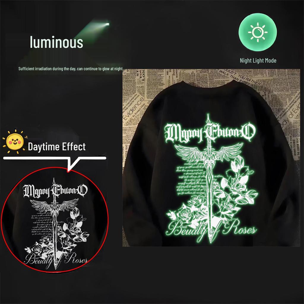 Unisex Fluorescencyjna Zielona Bluza z Okrągłym Dekoltem, Jesień/Zima Gruba Luźna Bluza z Długim Rękawem