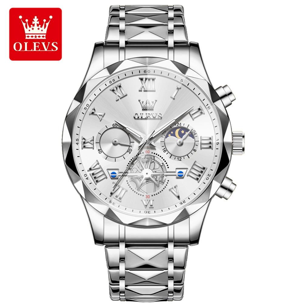 OLEVS 2709  Luxury  Hollow Skeleton Bands Best-selling Styles Oem Custom Logo Stainless Steel Chronograph Quartz Watch for Man