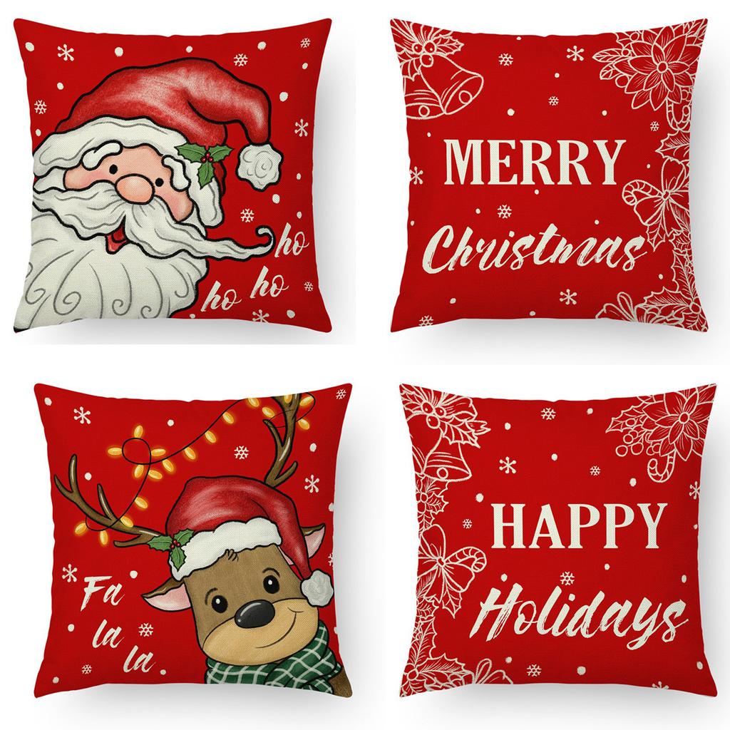 Popular Christmas Pillowcases for Holidays Santa Claus Linen Home Decoration Pillowcases