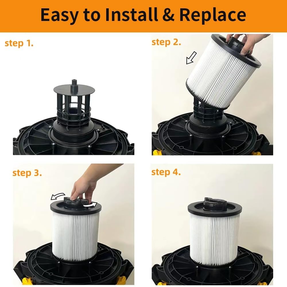 DXVC6910 Cartridge Filter Replacement for DEWALT Wet Dry Vacuum Cleaners 6-16 Gallon, Compatible with Dewalt DXV06P DXV09P DXV10P DXV10PL DXV10SA