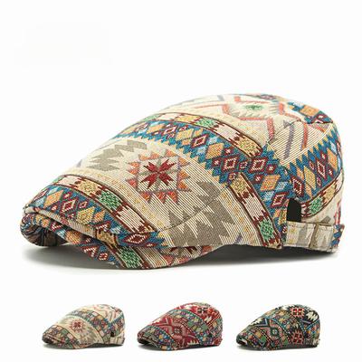 Papa Boho Jacquard Hut Weiblich Britisch Retro Baskenmütze Ethnischer Stil Personalisierte Geometrische Kappe Lässige Vorwärtskappe Männliche VisorenGeschenk