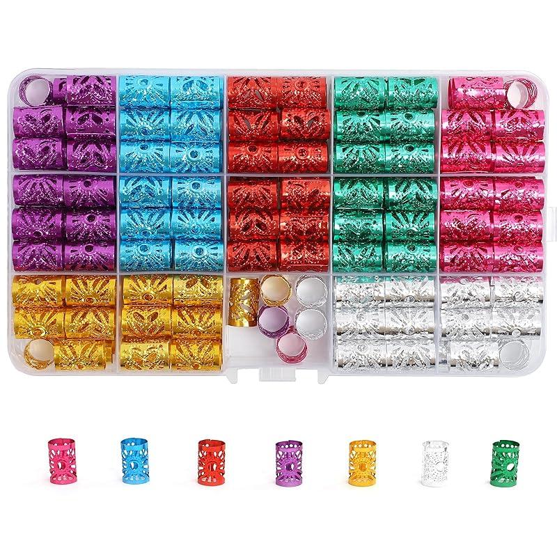 400pcs Hair Jewelry for Braids, Dreadlocks, Beads, Cuffs, Rings & Clips - Colorful Aluminum, Adjustable Metal Hair Accessories for Women & Girls