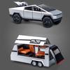 1/24 Scale Tesla Cyber Toys Off Road Truck Alloy Metal Diecast Car Model Sound and Light Boutique Decorative Collection Ornaments Birthday