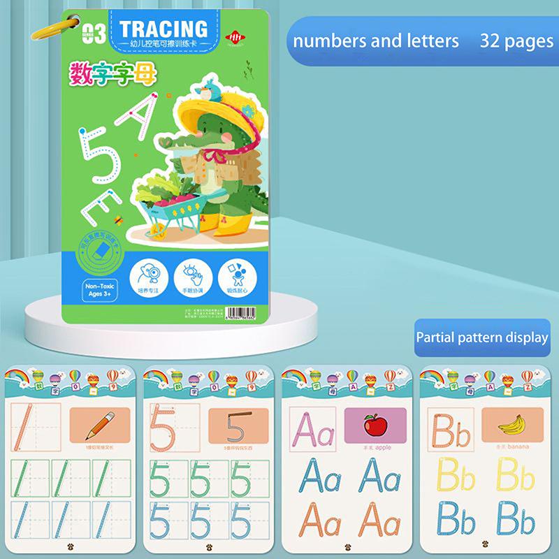 32 Pages Writing Drawing Educational Picture Books Toddler Pen Control Training Workbook Baby Magical Tracing Practice Copybook