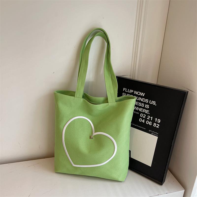 Love Canvas Bag Women's Large Capacity Tote Bag Commuter Underarm Bag