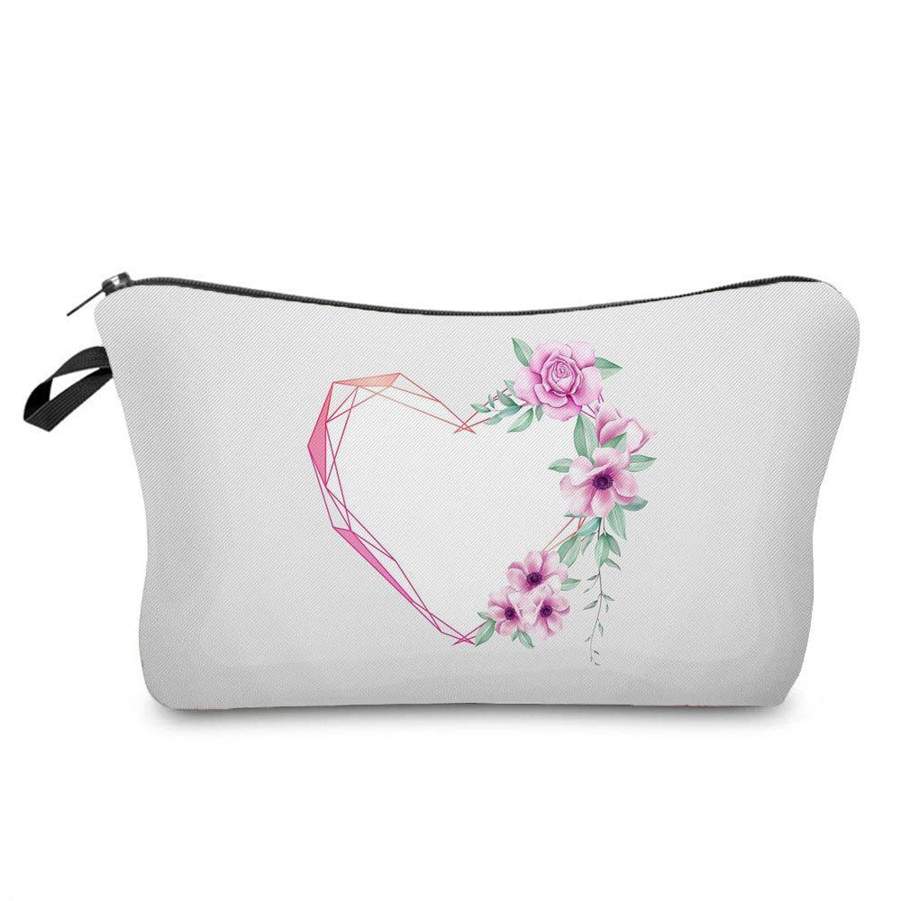 Women Love Print Cosmetic Bag Toiletries Organize Travel Storage Case  6385