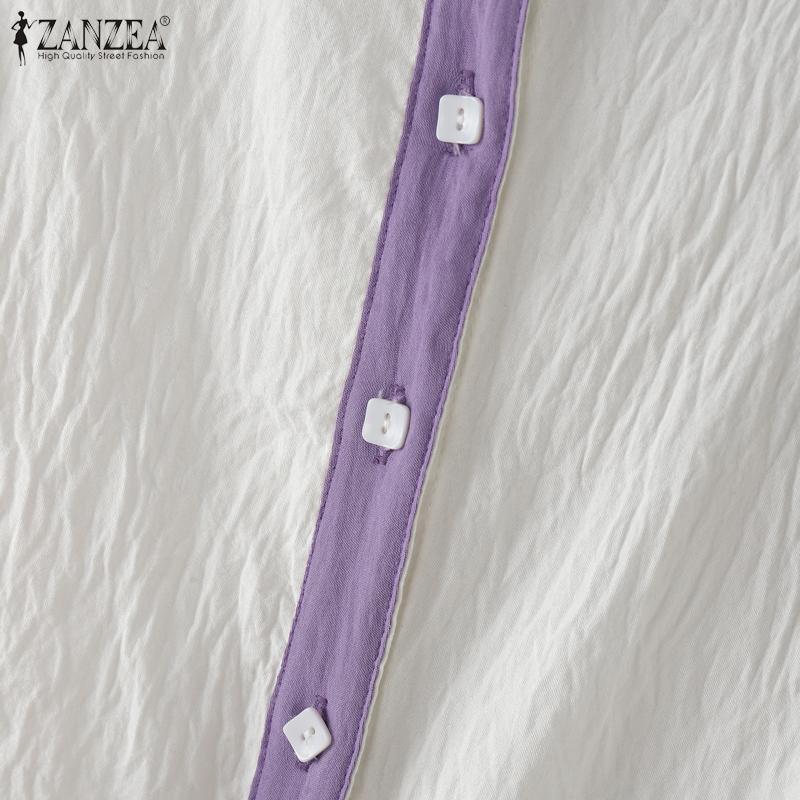 ZANZEA Women Casual Round Neck Loose Half Sleeve Blouse