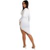 Rhinestone V-Neck Sexy Slit Long Sleeve Irregular Dress for Women