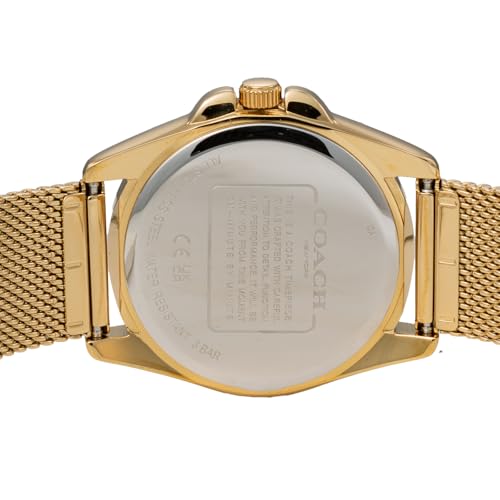 Coach GREYSON Watch, 36mm, Yellow Gold Dial, Quartz Movement, Water Resistant, Mineral Glass, 14504144, Women's, Gold