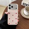 Pink and White Striped Heart Pattern Phone Case For iPhone 11 12 13 14 15 16 17 Pro Max 14 15 Plus 17Air XR XS MAX Soft Cover