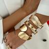 Wide Geometric Oval Luxury Metal Bracelet