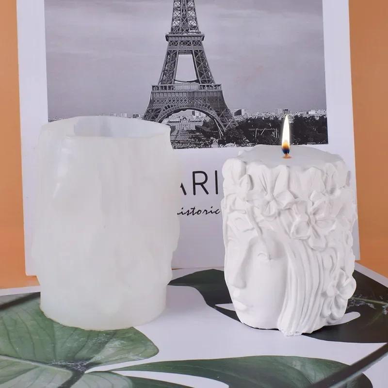 Home Decoration Crafts New Wreath Goddess Head Candle Silicone Mold DIY 3D Beauty Human Body Plaster Decoration Mold Candle Gift