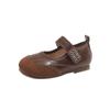 Girls' 2026 Spring/Autumn Mary Jane Leather Moccasins - Soft Sole Princess Shoes for Kids
