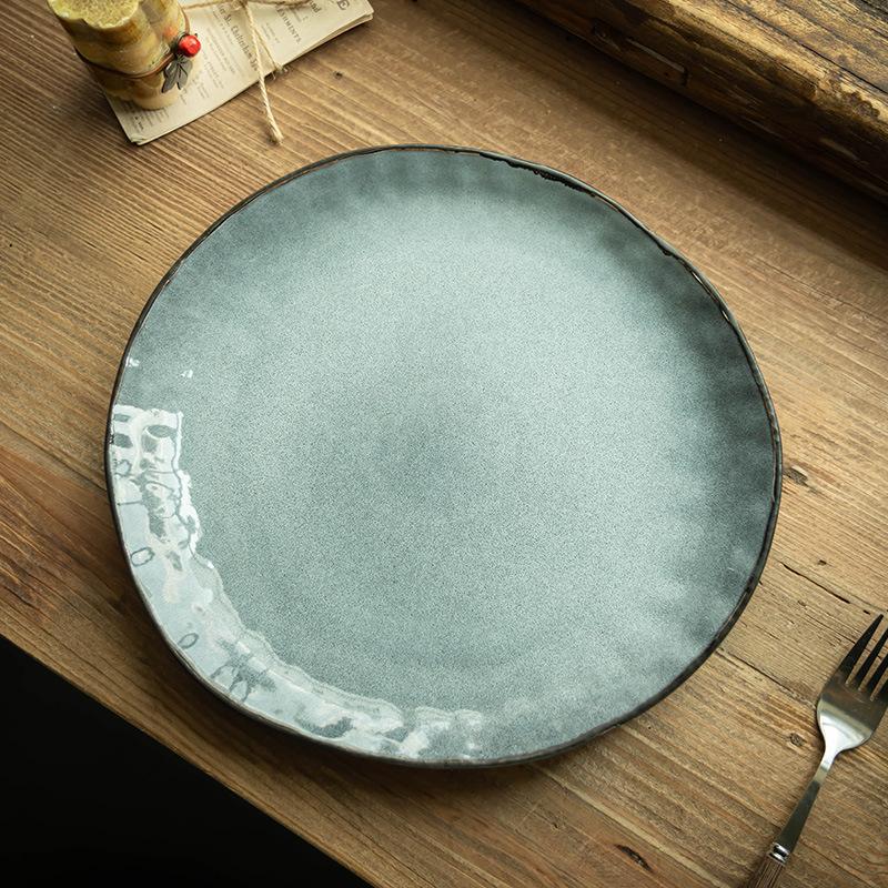 Creative Retro Ceramic Special-Shaped Plate Irregular Plate Household Vegetable Plate Tableware Steak Plate Niche Plate Plate