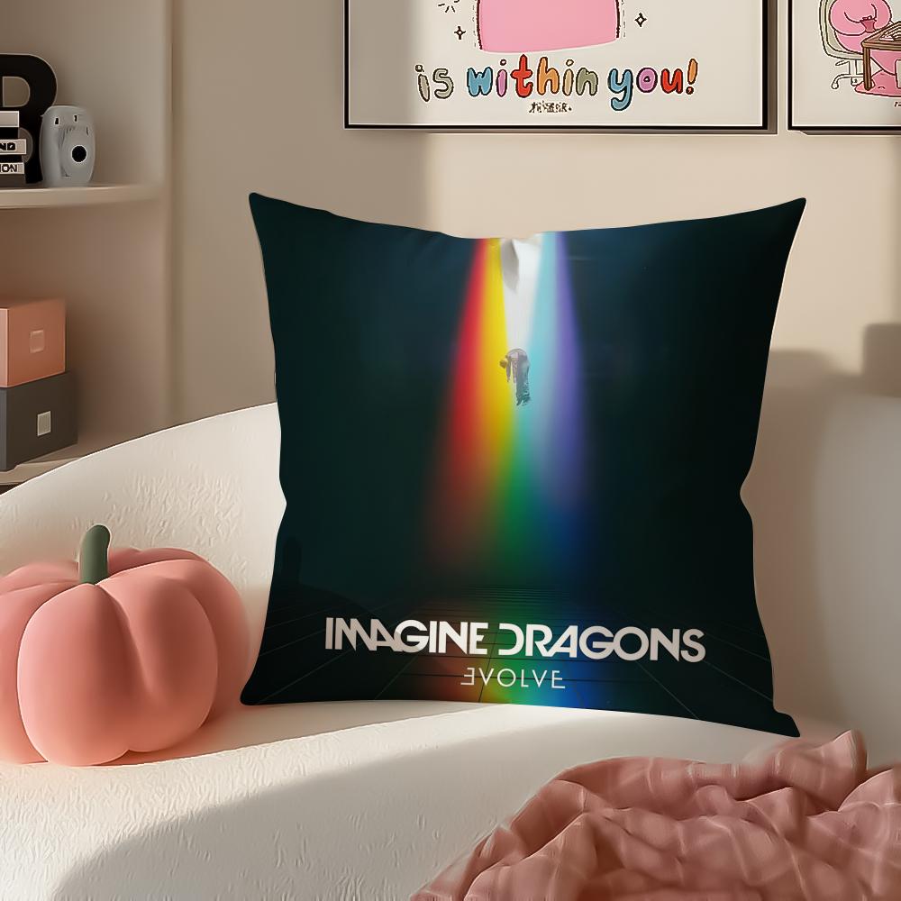 Anthemic Pop American Band IImagine Dragons Cushion Cover Pillowcase Short Plush Invisible Zipper Room Sofa Cushion Cover