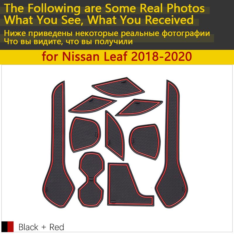 Anti-Slip Rubber Cup Cushion Door Groove Mat for Nissan Leaf ZE1 2018   10Pcs Accessories Car Stickers mat for phone