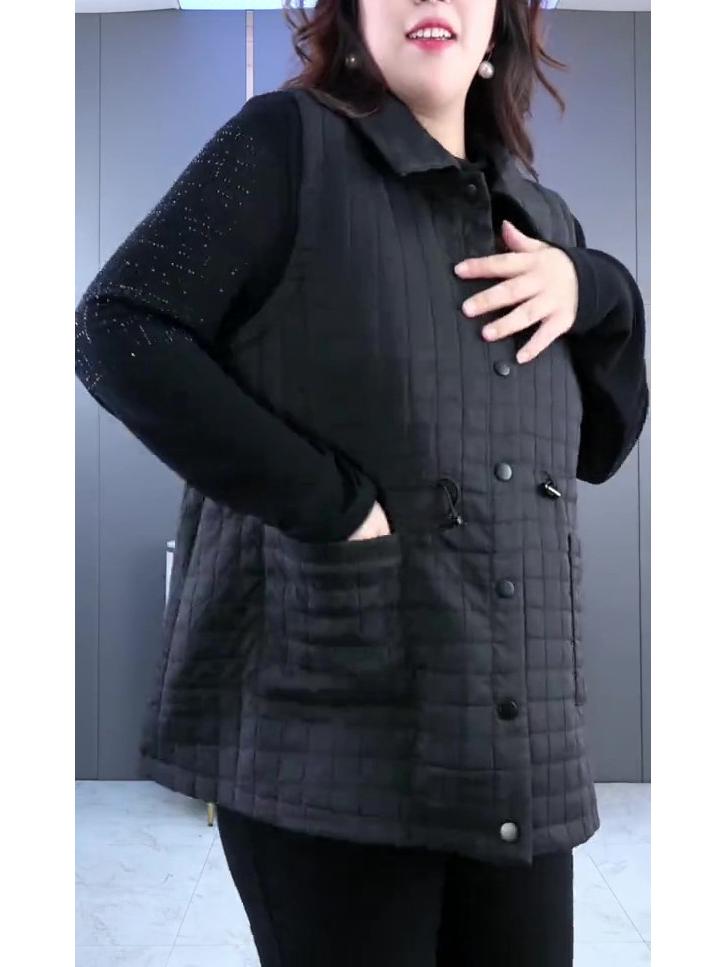 Plus Size Quilted Vest: Autumn & Winter Casual, Slimming Outerwear for Middle-Aged Women