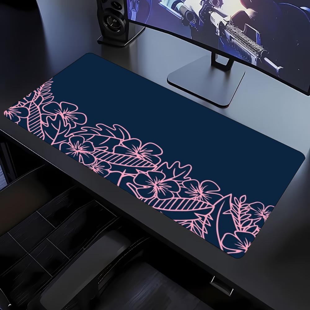 Dark Background Purple Flower Large Extended Mouse Pad Non Slip Rubber Desk Mat For Gaming Laptop Keyboard Office Desktop Decor