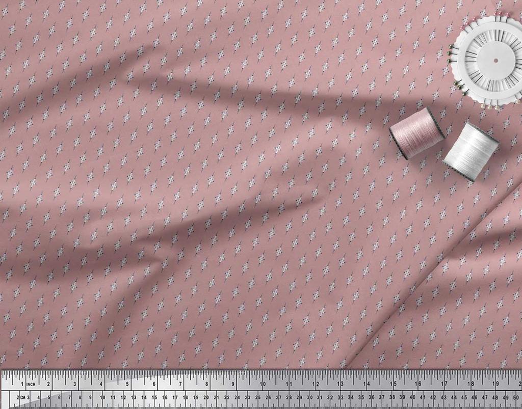 Soimoi Japan Crepe Satin Fabric Dot & Leaves Small Motif Shirting Print Fabric by the Metre 42 Inch