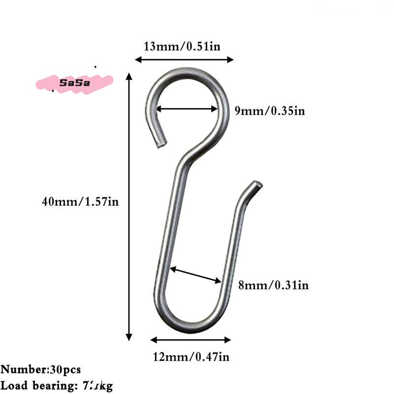 S-30Pcs Handy Curtain Accessories Metal Curtain Track Install Hooks S Shaped Metal Ceiling Shower Curtain Decoration Hooks