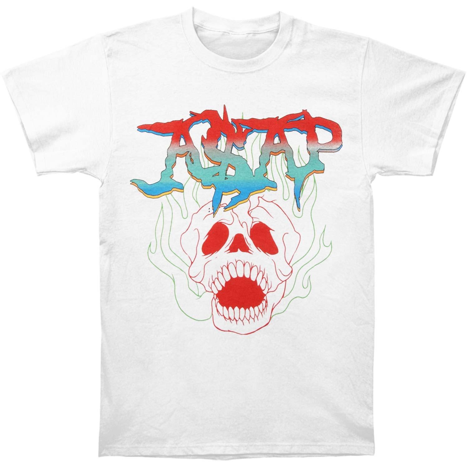 Men s ASAP Mob Worldwide Skull Tee T-Shirt Mens Womens Tees Top  White 2XL