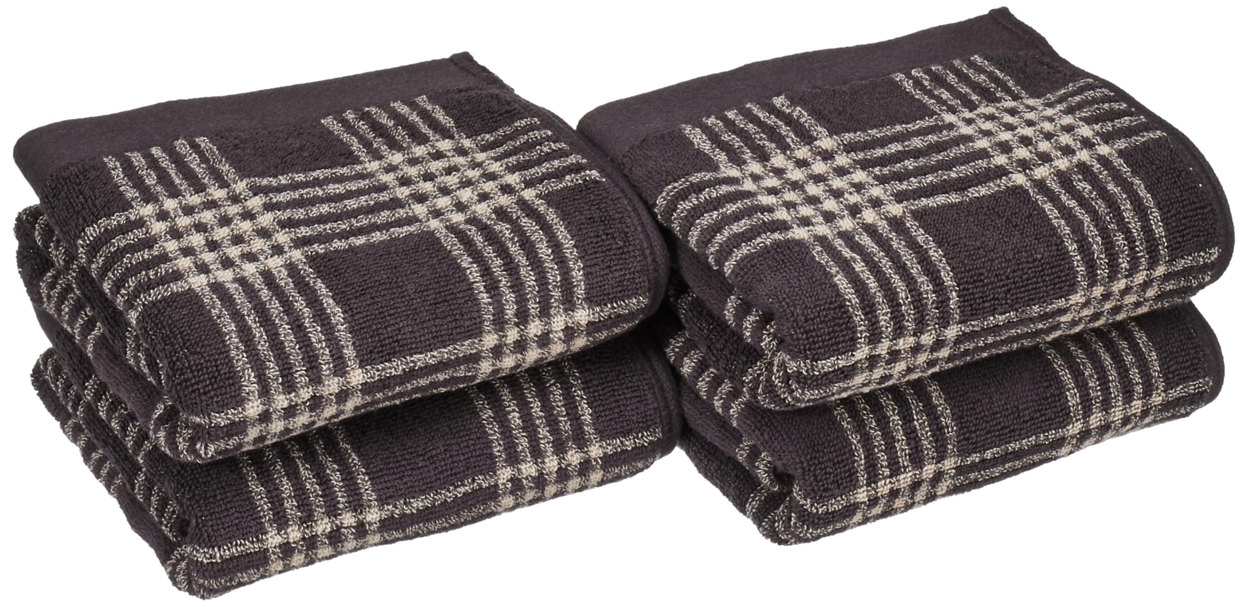 

MUJI Fluffy Pile Face Towel Dark Brown Check Set 34 x 85cm Soft 83431952 (Patterned) 4-Piece
