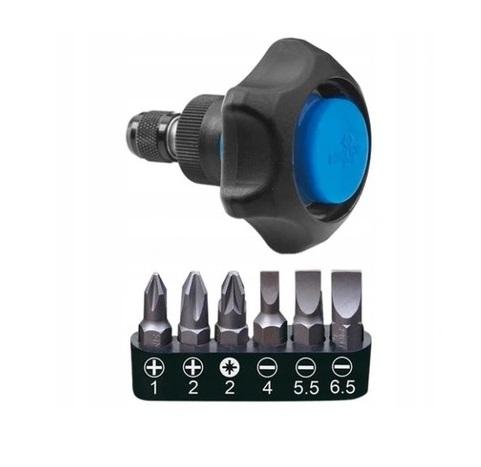 Mini Ratchet 1/4' Bit Holder + 6-Piece Bit Set - Ky2746P