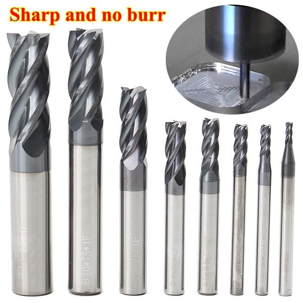 8pcs 4 Flutes Straight Shank Tungsten Steel Milling Cutter Tool CNC 2-12mm Carbide End Mill Set