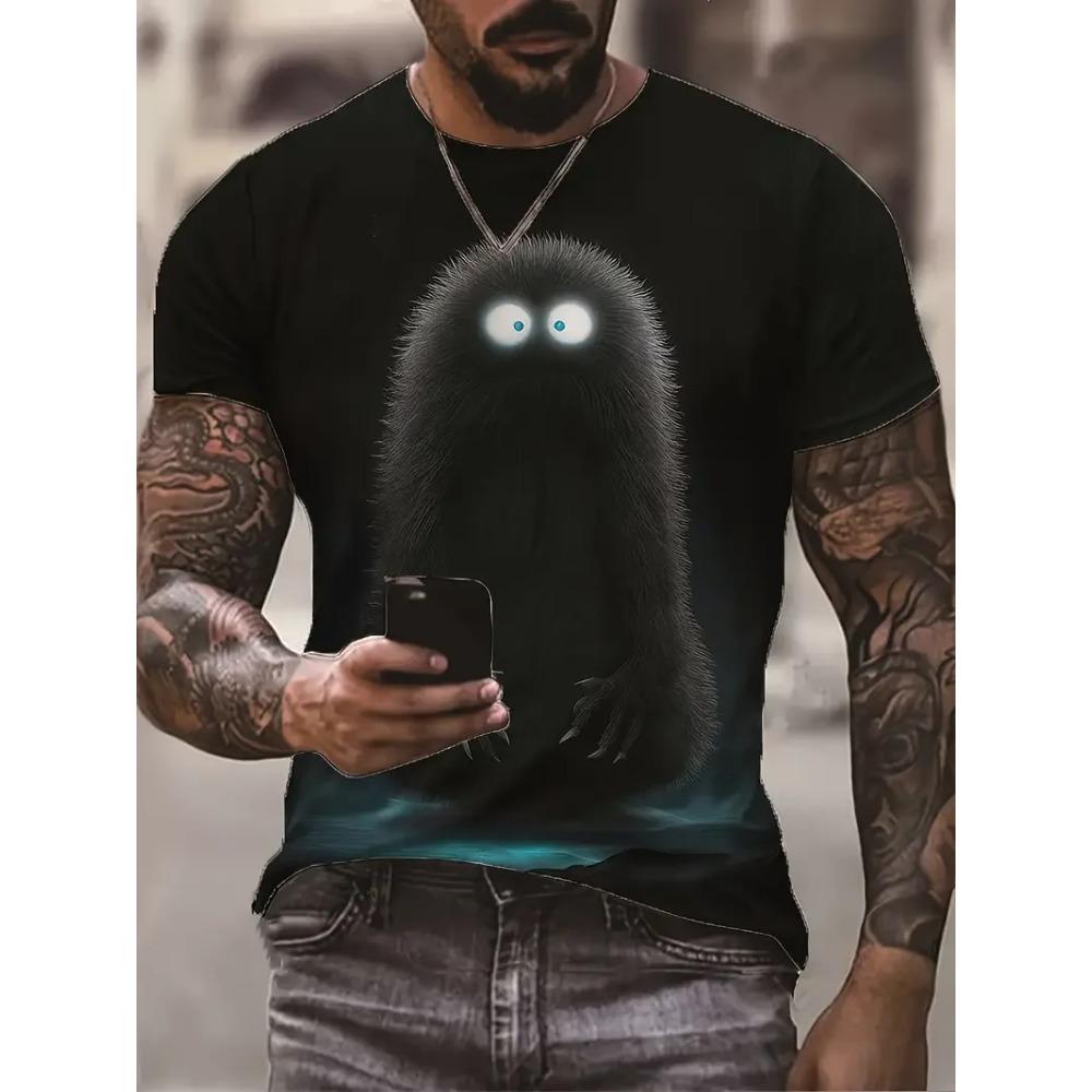 Summer Men's T Shirt Street Casual Short Sleeve Cartoon Print Funny Animal T-Shirts Fashion Streetwear Male Kids Oversized Clothing