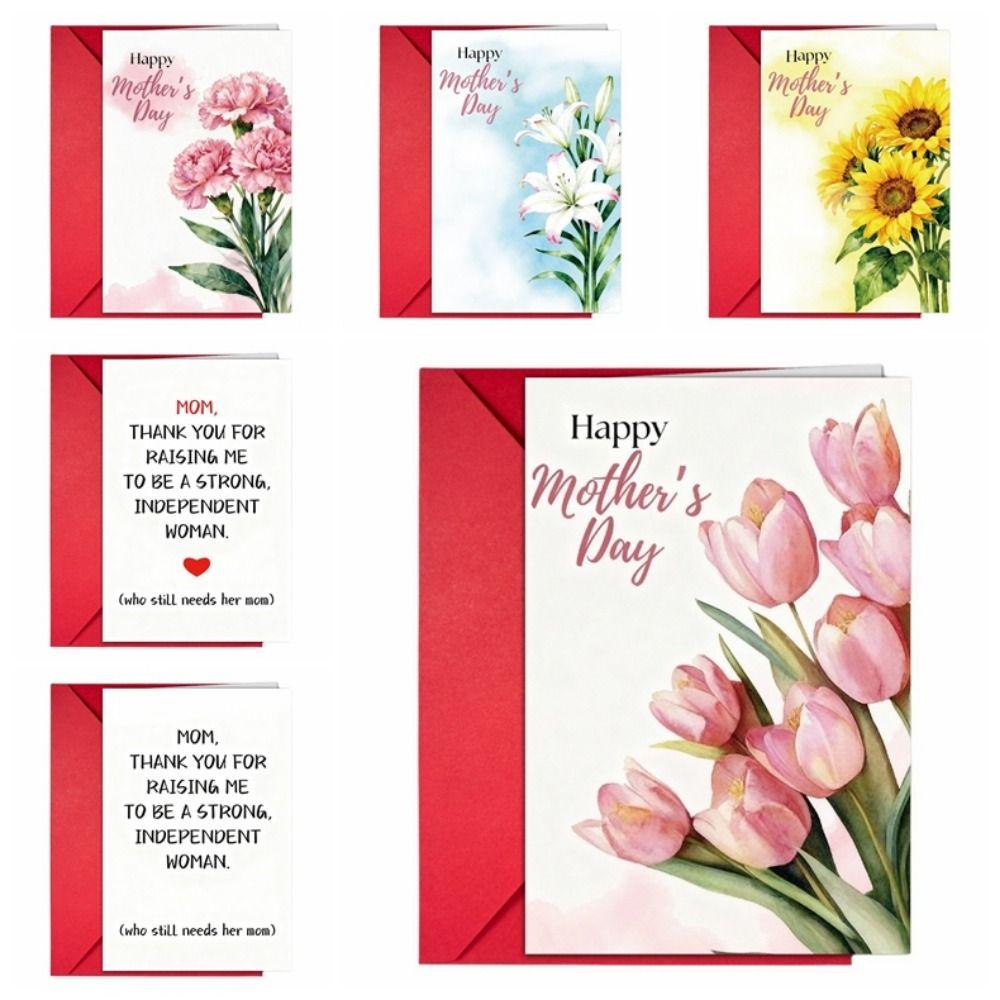 10Pcs/Set Folding Mother's Day Greeting Card Elegant Holiday Card Thank You Card Invitations Cards