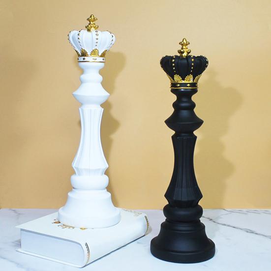 Chess Piece Statue Collectible Black White Horse Sculpture King Queen Knight Chess Piece Figurine for Home Office Desk Shelf Decoration