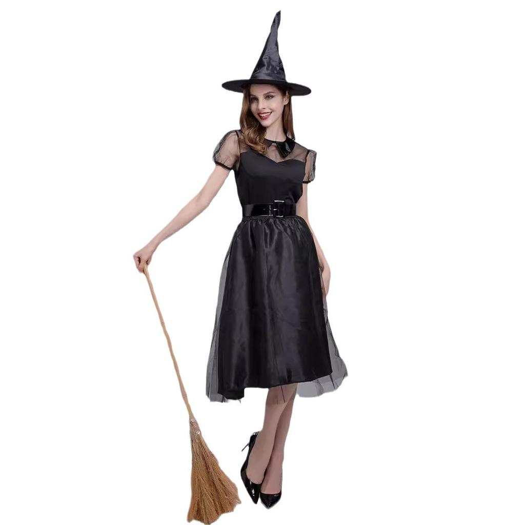 Halloween Vampire Adult Kids Black Dress Witch Witch Play Parent-Child Masquerade