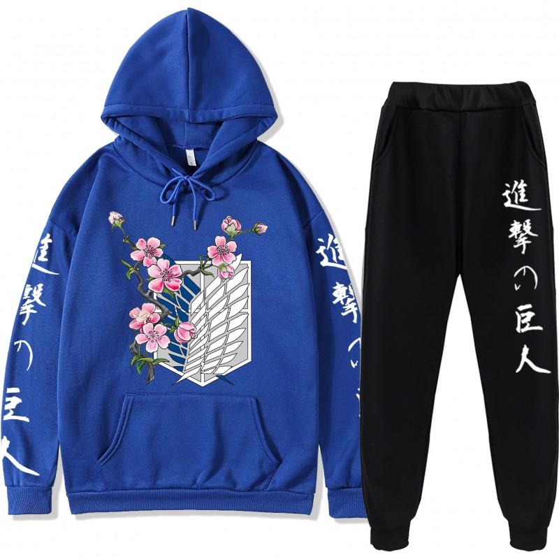 Attack On Titan Anime Hoodie Sweatpants Set Teen Casual Streetwear 2-Piece
