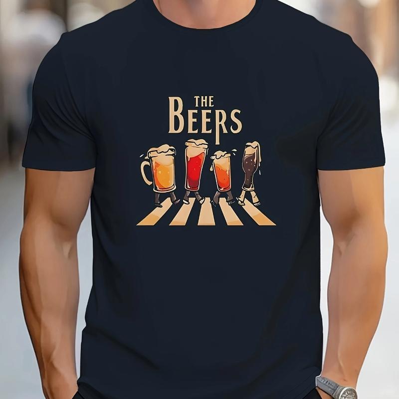 

Мужская летняя модная повседневная спортивная футболка с круглым вырезом и короткими рукавами свободного кроя большого размера с принтом пивного узора, 100% хлопок XL