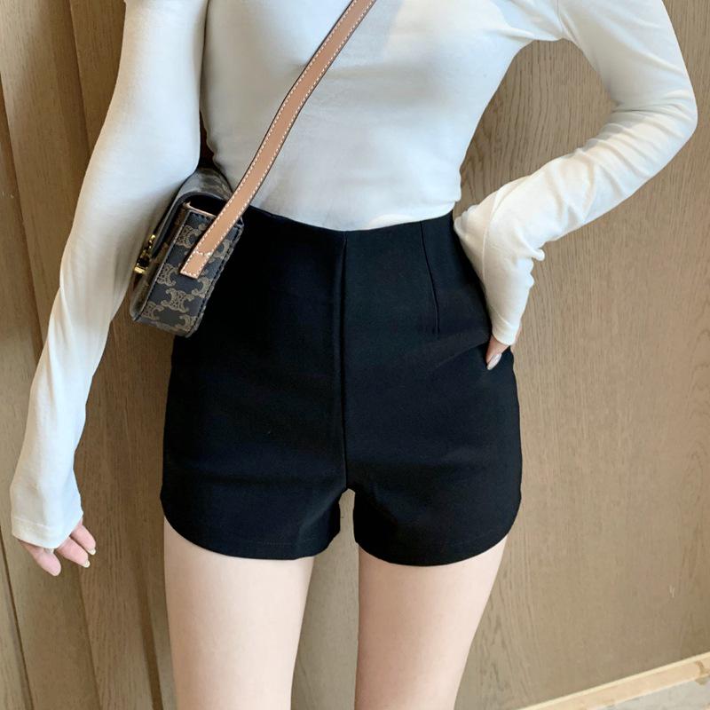 

Женские летние черные эластичные шорты с высокой талией 2024 - Сексуальные, стройнящие, облегающие шорты, подчеркивающие бедра L чёрный