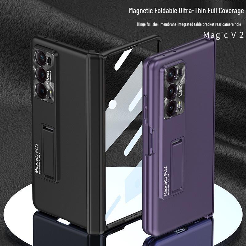 Magnetic Hinge Ultra-Thin Frosted Hard Shell Case for Honor Magic V2 - Stylish with Huawei V2 Bracket