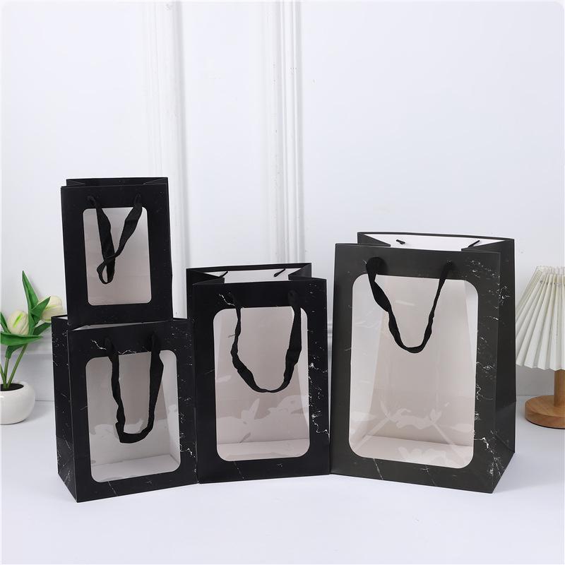 Clear Window Handbag for Fresh Flowers - Mother's Day Gift Bag or Conference Souvenir.