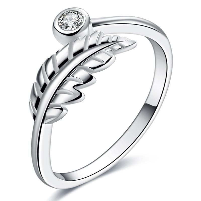 

Ювелирные изделия из стерлингового серебра 925 пробы, регулируемое открытое кольцо в форме листа с изменяемым размером для