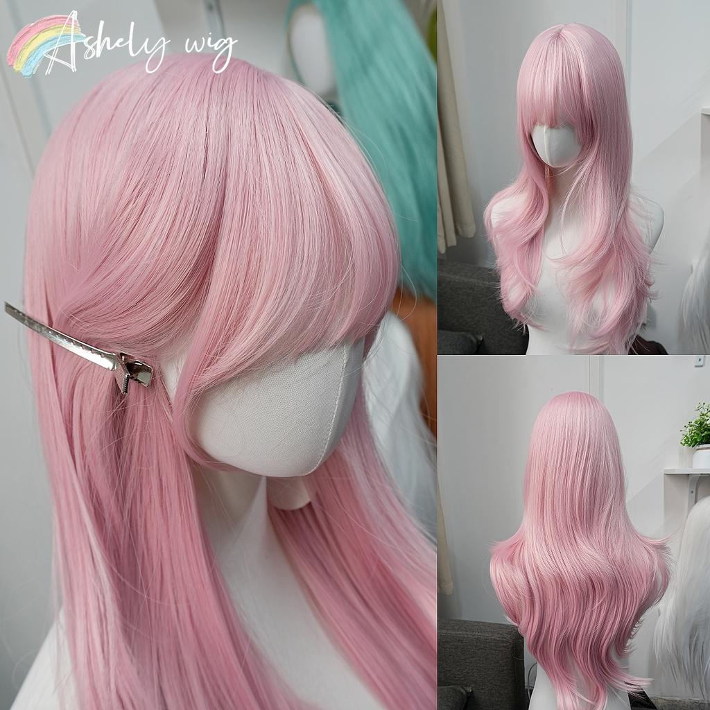 Light Pink Wig for Women Pink Hair Wigs with Bangs 26inch Natural and Fashionable Lolita Headband Wig Synthetic Wigs Cosplay