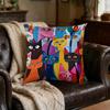 1pc Colorful Cartoon Cat Faces Print Cushion Cover for Sofa Bedroom Living Room Home Decor